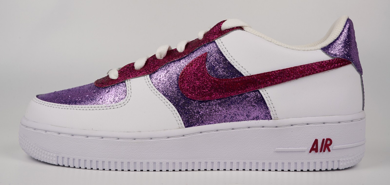 Nike Air Force 1 Custom Glitter Sparkle Sneakers Purple Magenta Pink White Shoes