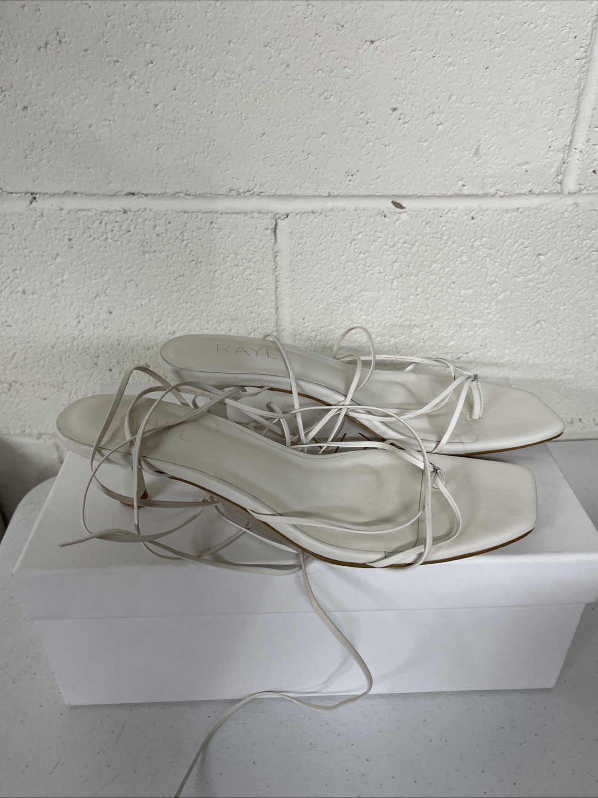 REVOLVE Ray jaden heel sandal white size 6 NIB $168msrp