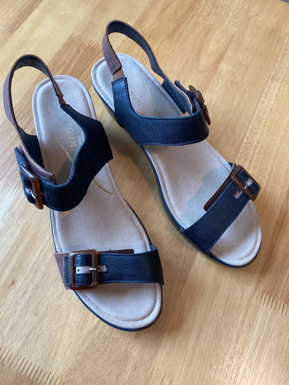 Naot Mode Women’s Size 10 Leather Heeled Sandals Brown Black Supreme Collection