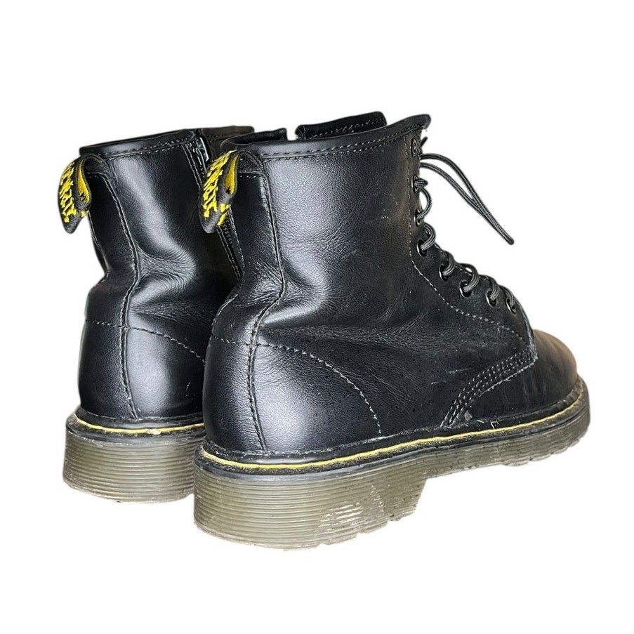 Doc Dr. Martens Delaney Leather Combat Boots Side Zip M4 W5 Black