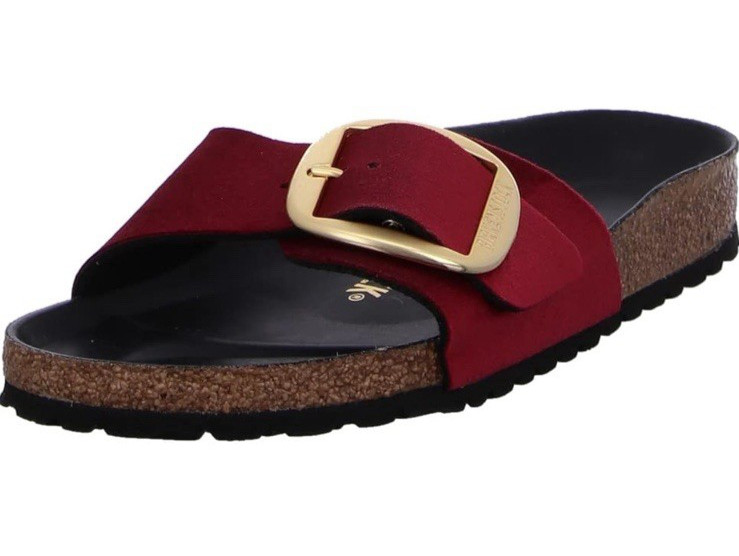40 N Birkenstock N/W/B Madrid Big Buckle Rivet Logo Maroon Velvet DISCONTINUED
