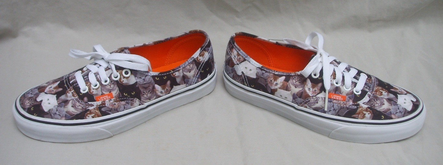 VANS ASPCA SPECIAL EDITION CAT PRINT CANVAS SNEAKERS WOMEN 8.5 MEN 7