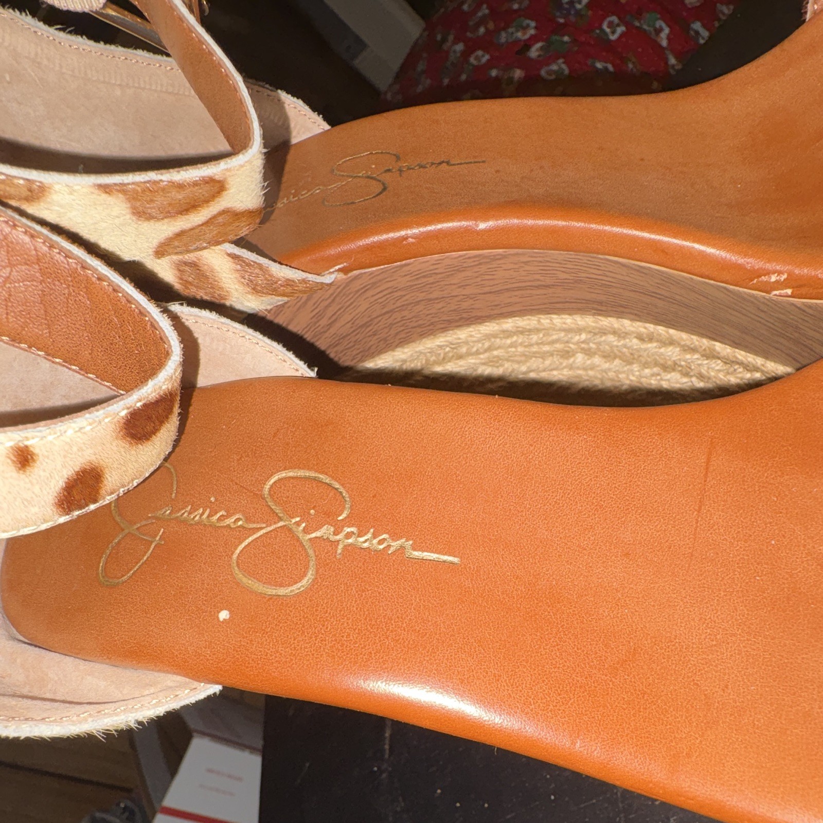 Jessica Simpson Artists Leopard Wooden Wedge Heels 8.5
