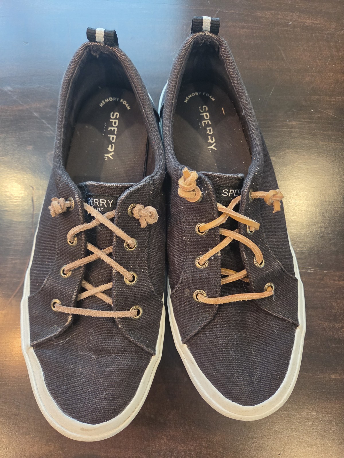 Sperry Pier Wave LTT CNVS Shoes Womens Size 9.5 Black Canvas Sneakers