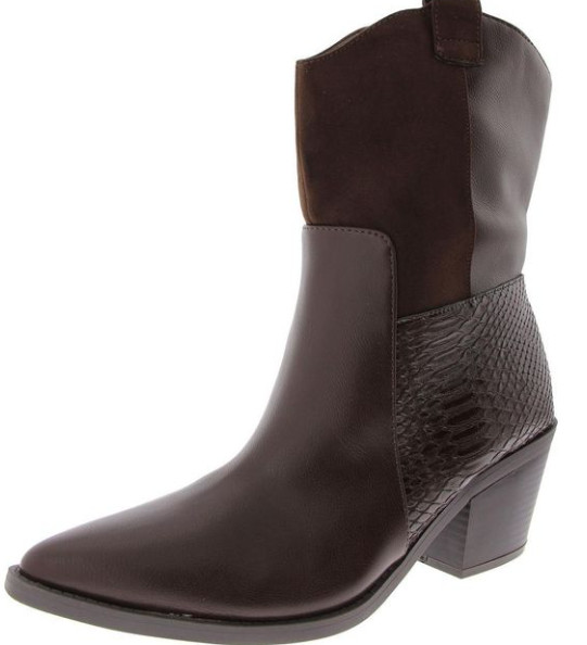Sun + Stone Womens Biancaa Western Patch Block Heel Booties Brown Snake 6M