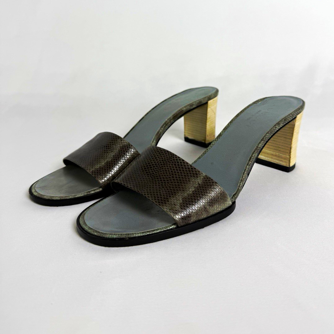 Vintage Tom Ford Gucci Women’s Snakeskin Python Heel Sandal slide wood heel 7.5B