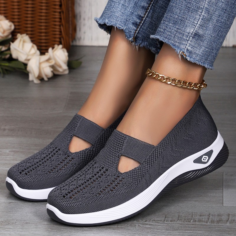 Women’s casual shoes, fly woven breathable shallow mouth cloth shoes lightweight