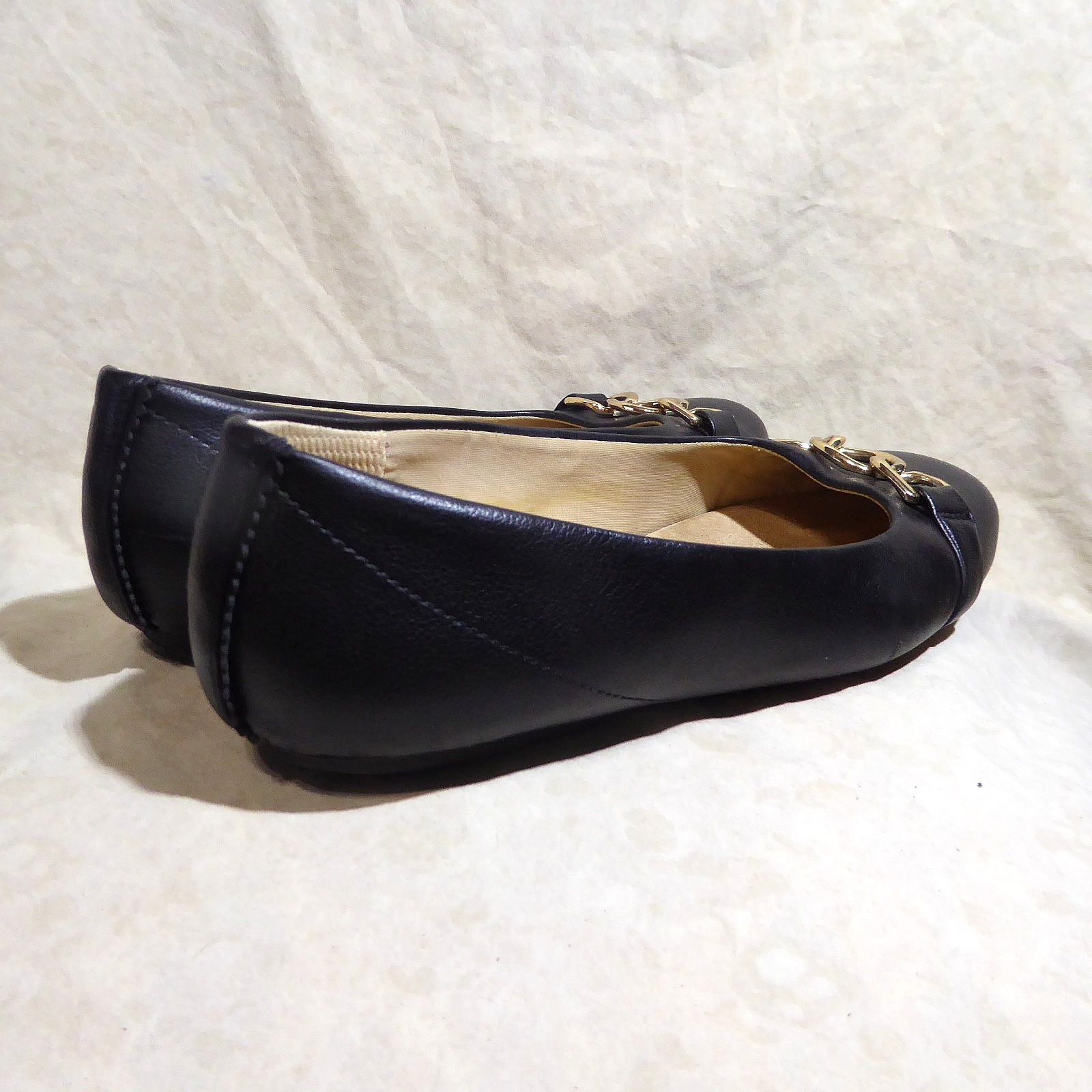 🩰 Dr Scholl’s Comfort Ballet Flats sz 8.5 W Black Leatherette; Chain Link Strap