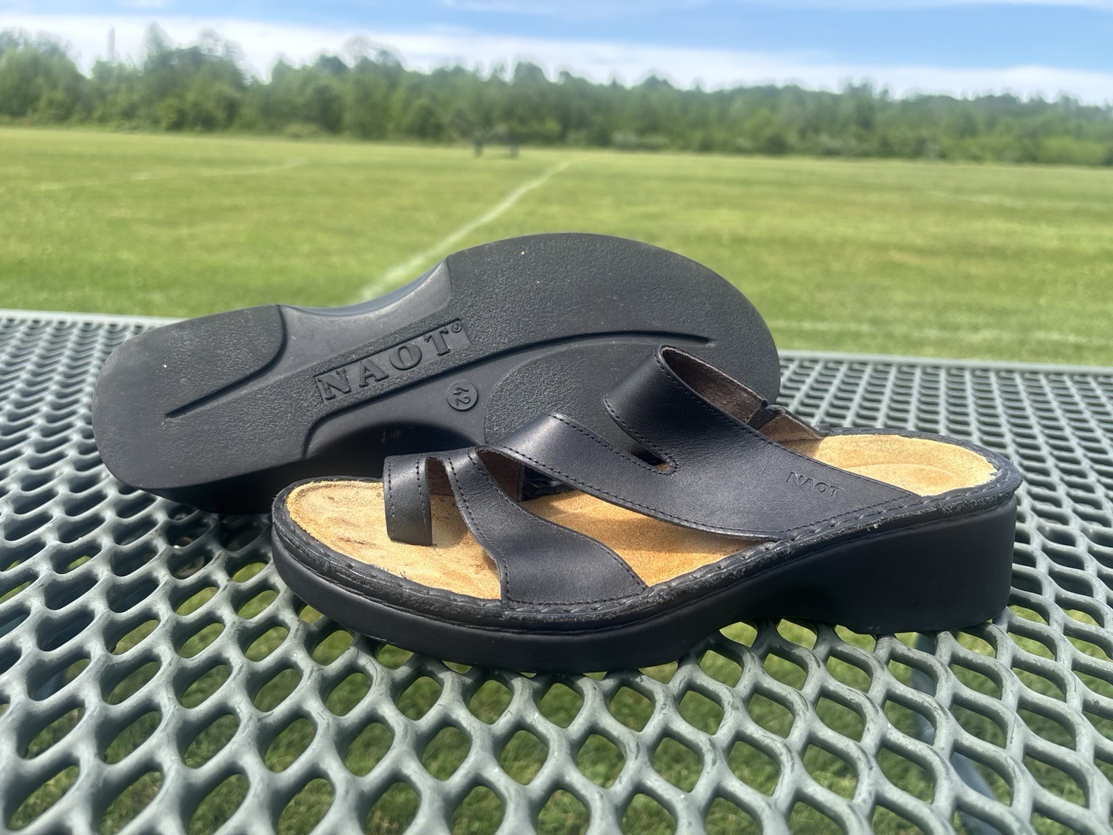 Naot Monterey Black Leather Comfort Wedge Slide Sandals Women’s EU 42 US 11