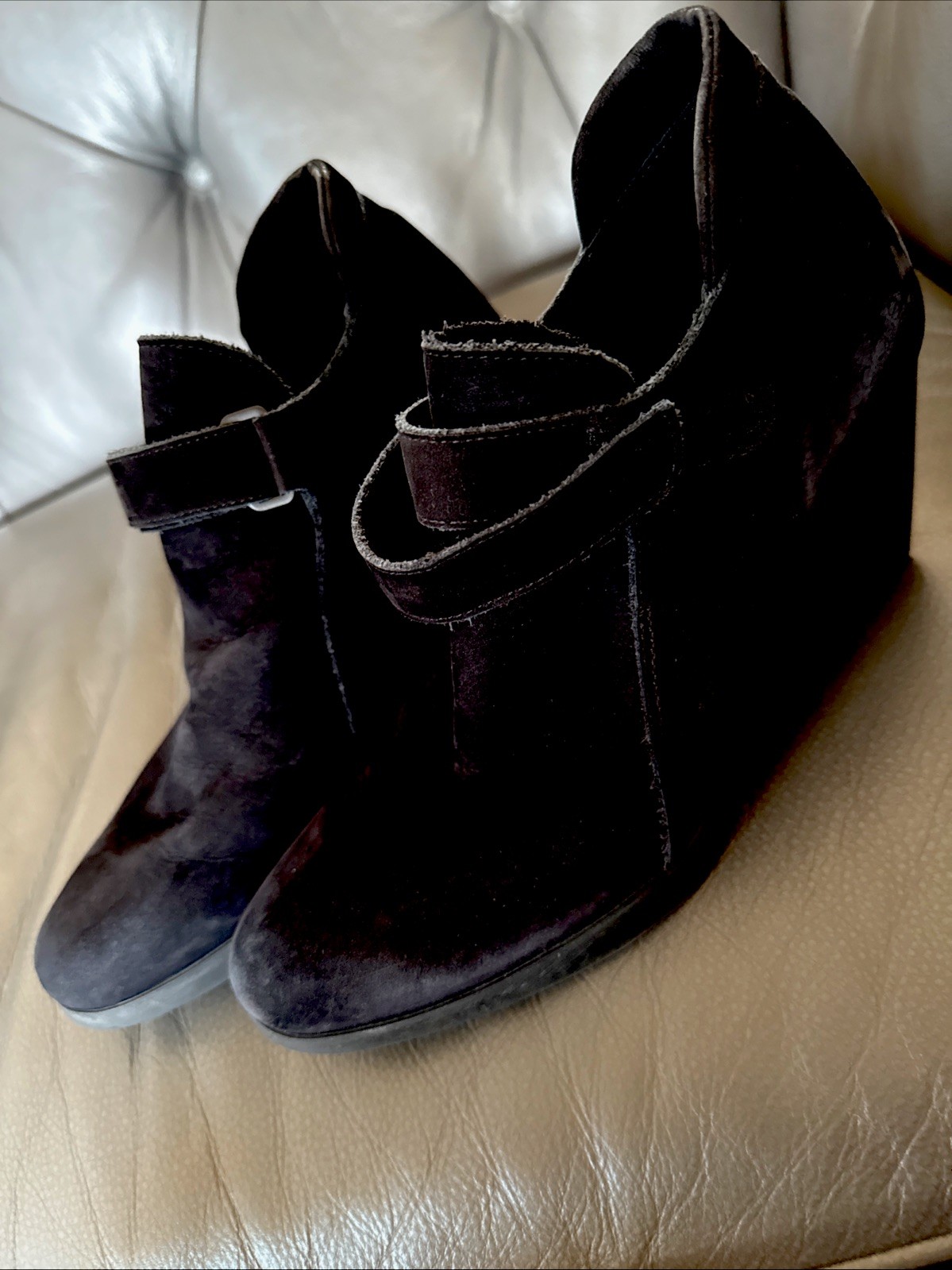 Arche Womens Ankle Boot 7.5 EU 38.5 Wedge Platform Nubuck Black France $799