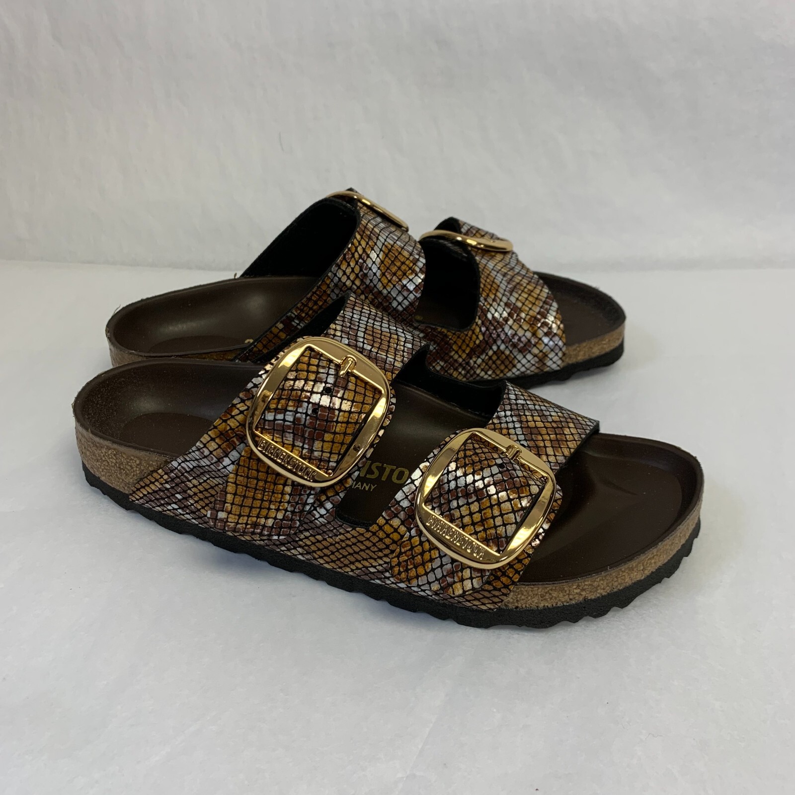 Birkenstock New w/ Box Arizona Big Buckle Python Brown Microfiber N Select Size