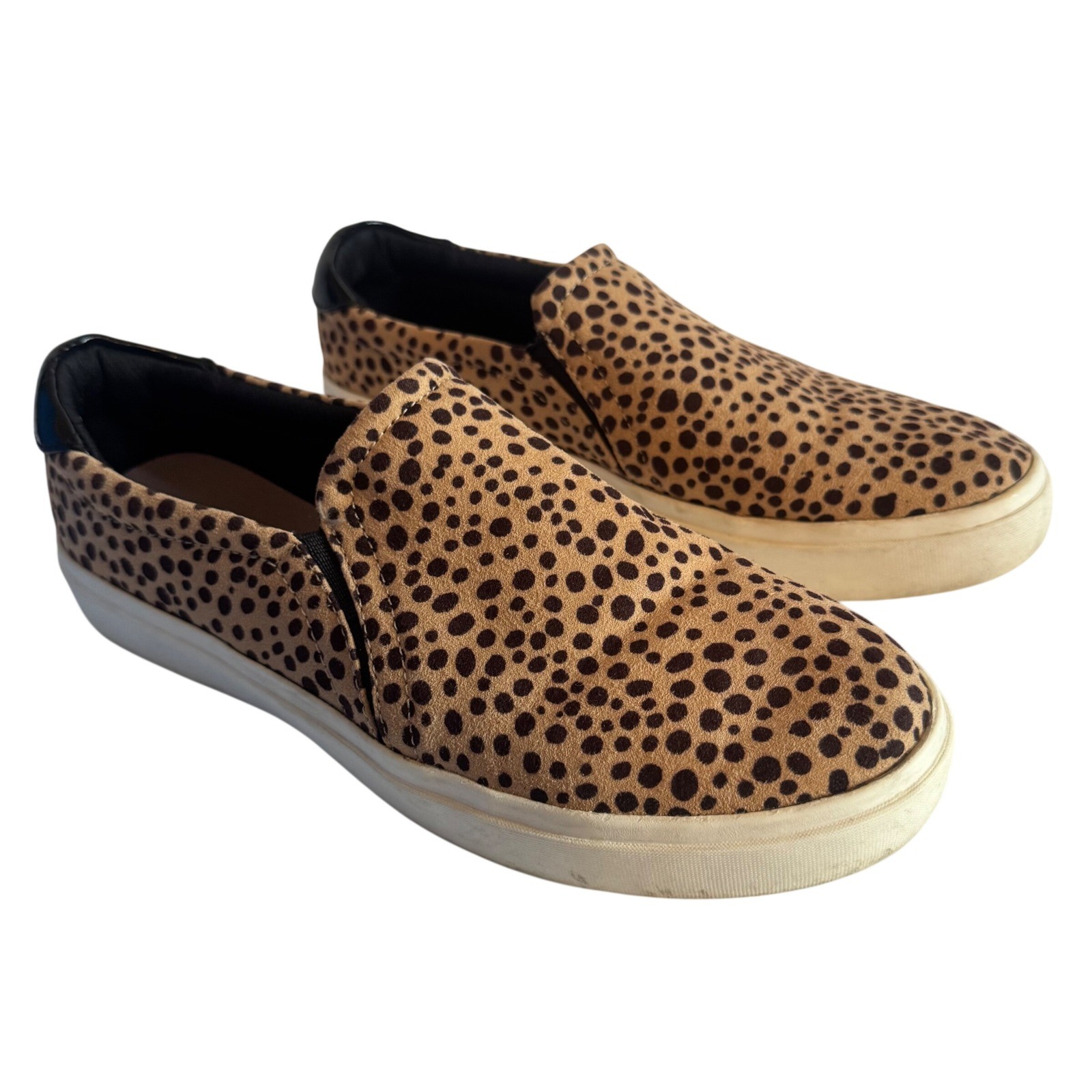 Dr Scholls Wink Cheetah Print Slip On Sneakers Womens 8 M Tan Black Be Energized