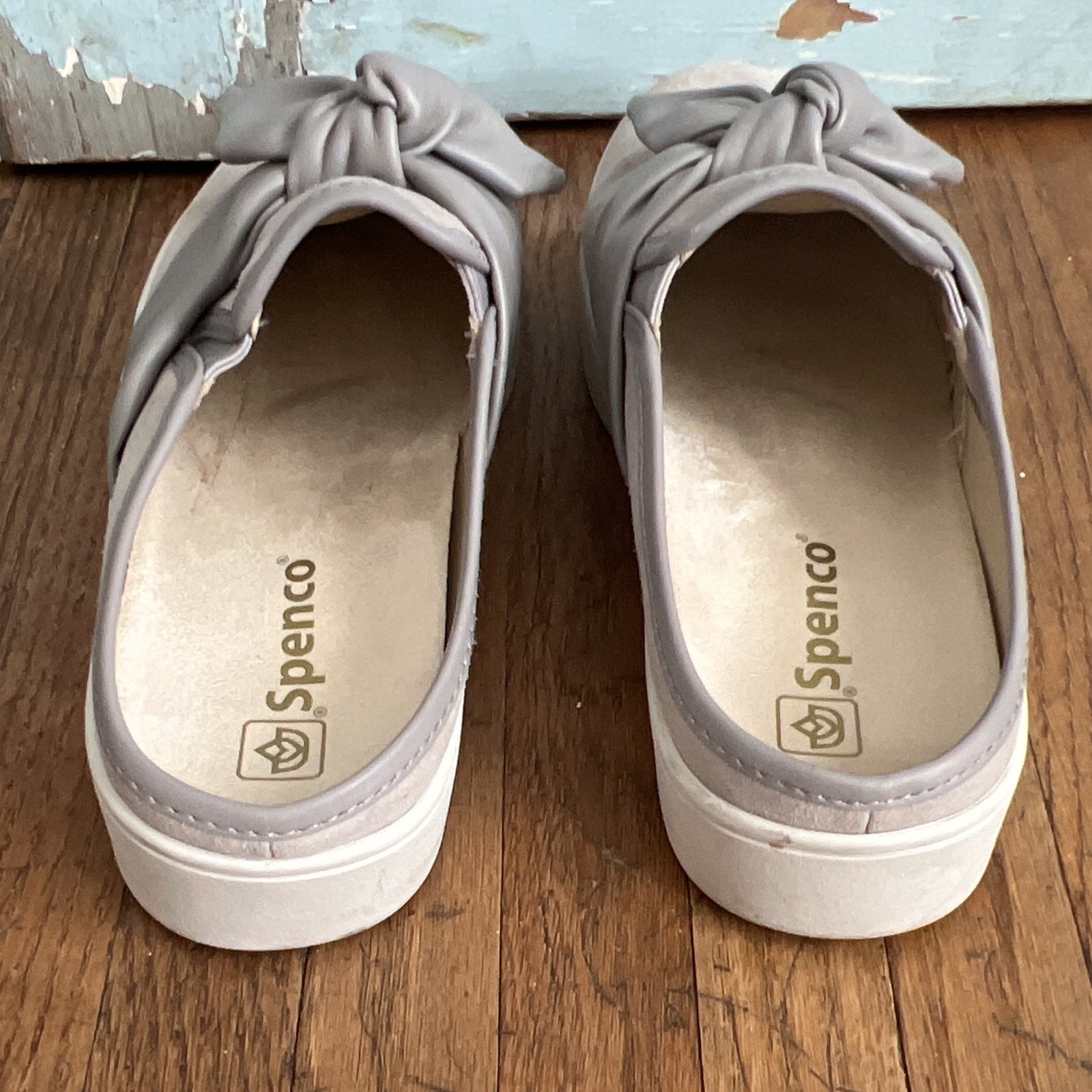 Women’s Spenco Orthotic Suede Slip-On Mule Flats w/Bow Black & Gray US 8.5