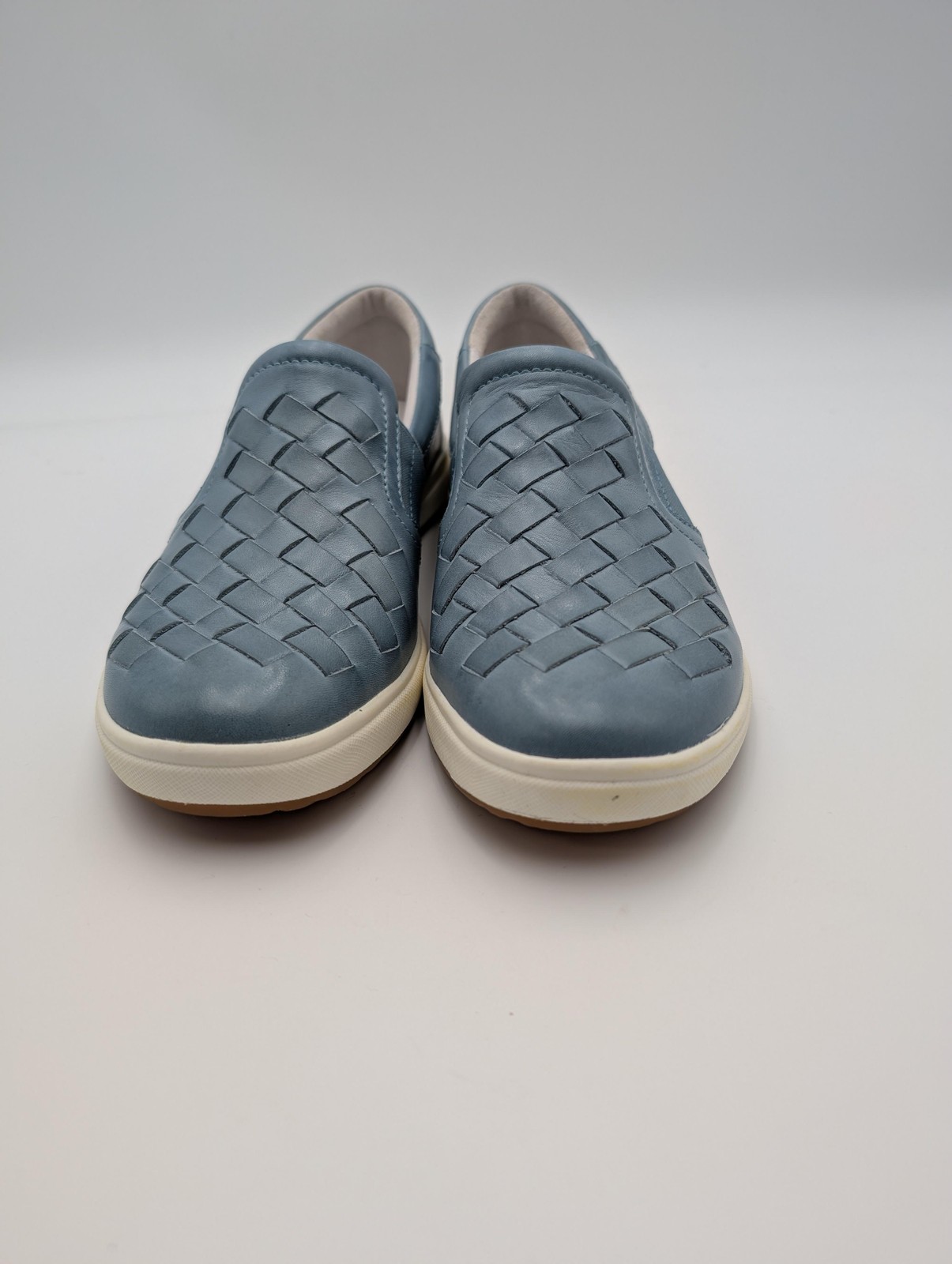 Josef Seibel Slip-On Shoes Womens Size 5.5 Blue Leather Woven Comfort EU 36