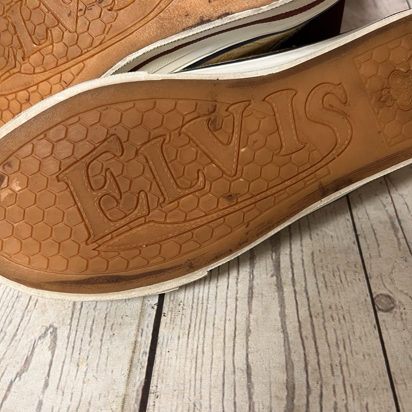Vintage Elvis Presley Graceland Shoes canvas king Size 5 Women White Gold RARE