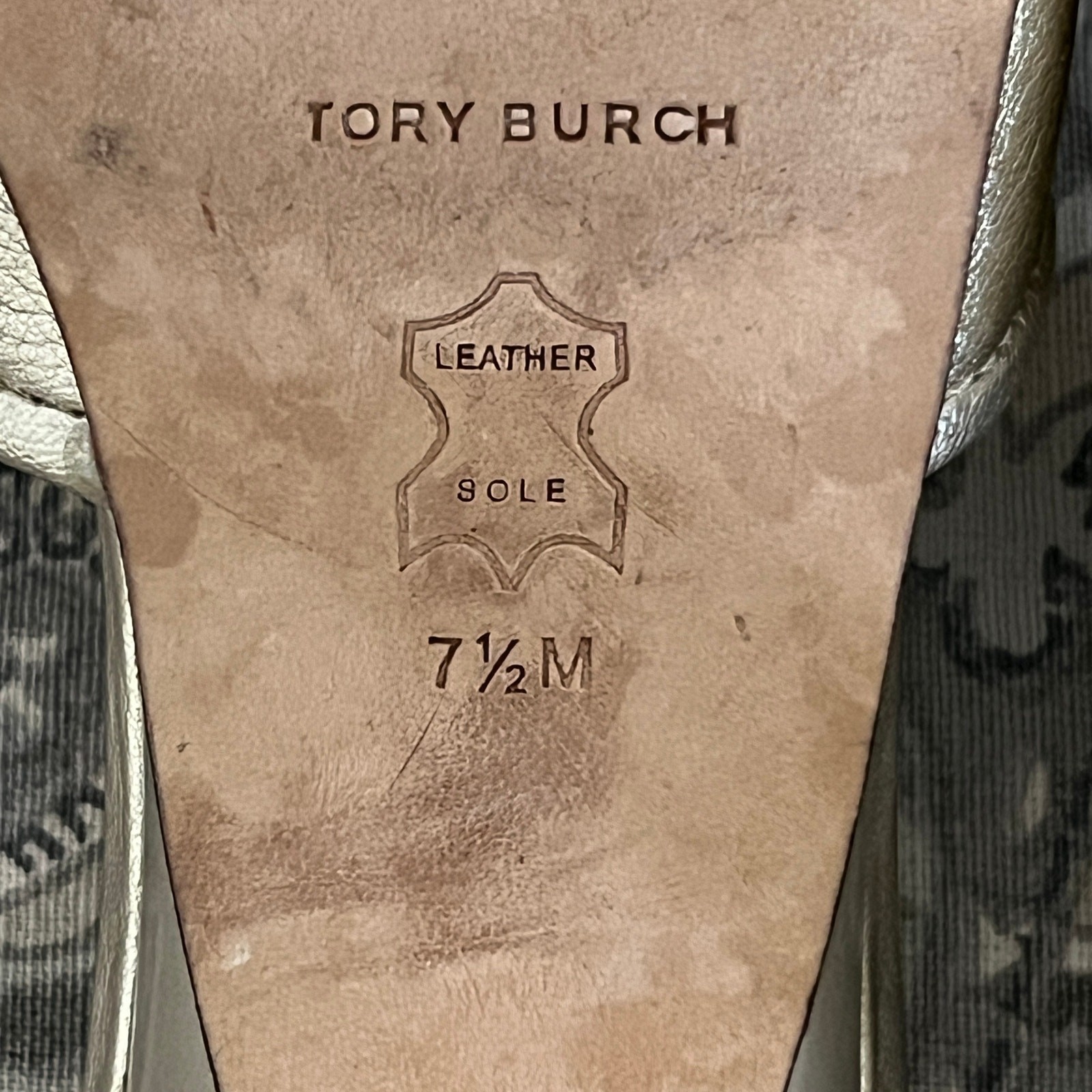 Tory Burch Eleanor Metallic Gold Medallion Mule Sandals sz 7.5