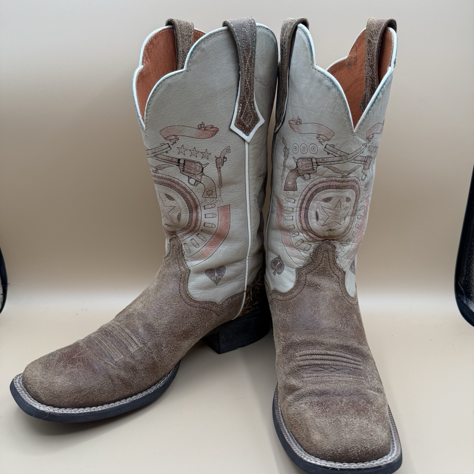 Ariat ATS Western Cowgirl Boots Womens 7.5B Brown Suede Square Toe Leather