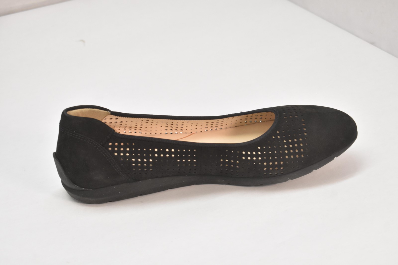 Ara High Soft Shoes Womens Size 8 Black Suede Ballet Flats Perforated Comfort
