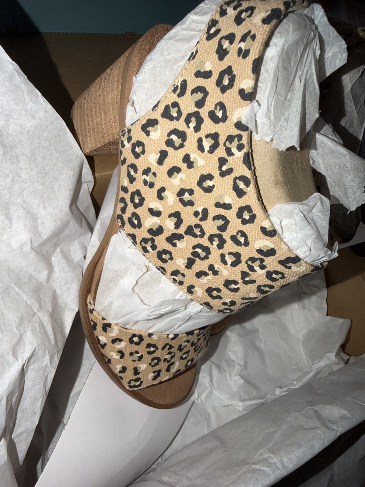 TOMS Majorca Cutout Women’s Size 7.5 W Cheetah Slip On Open Toe Heeled Sandal