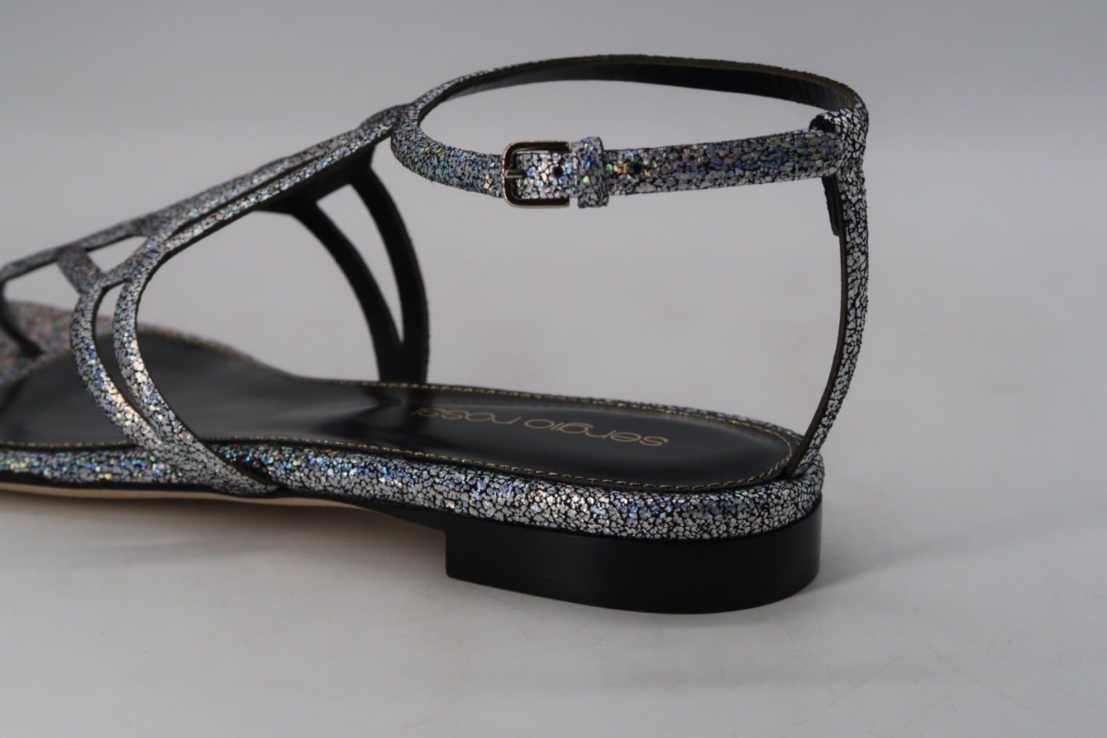 $650 SERGIO ROSSI Scarpe Donna Glitter Flat Women’s Sandal US 6 IT 36 Italy NEW