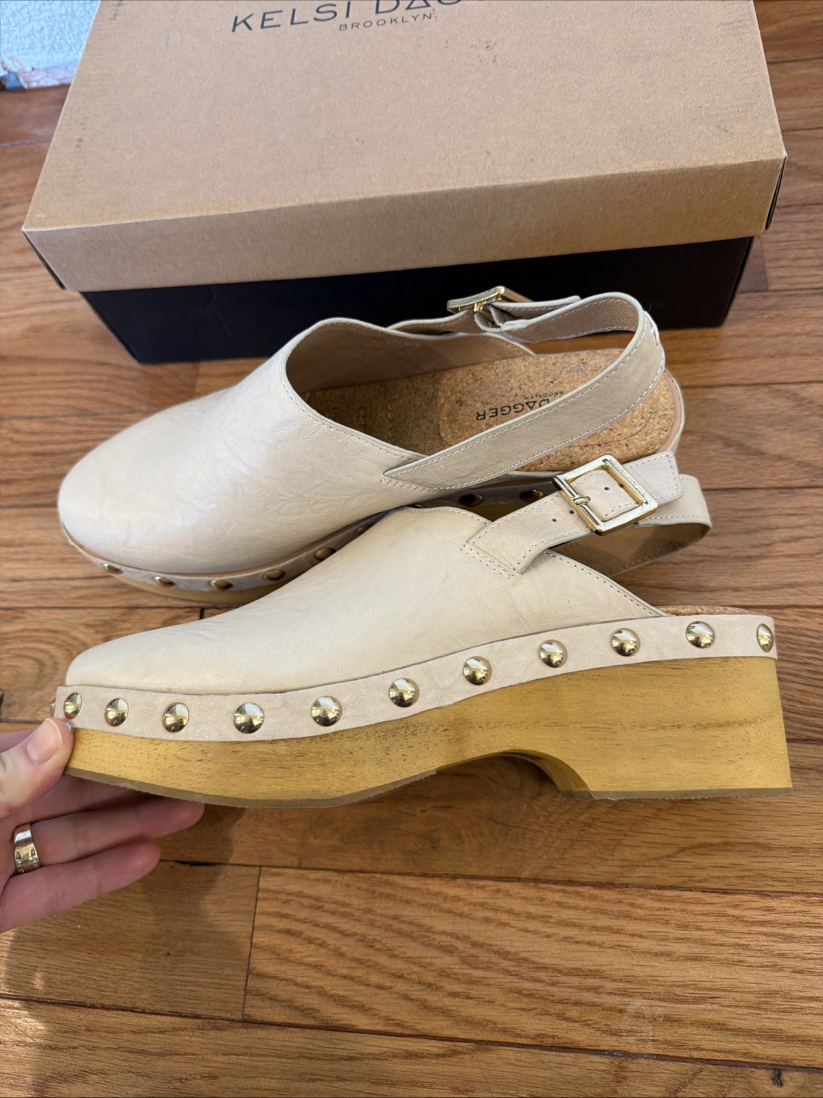 Kelsi Dagger Brooklyn Warehouse Sling Back Clogs Macaroon Vegan Leather 9.5