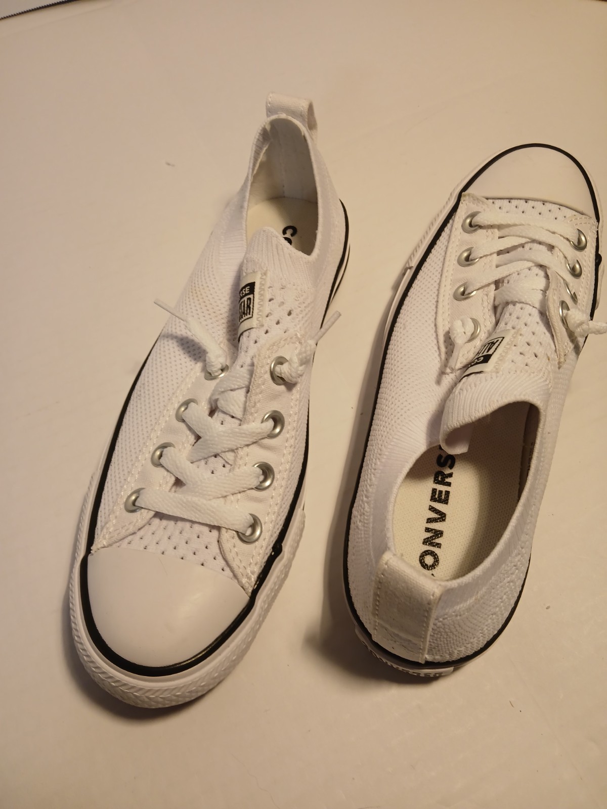 Converse Knit Lace-Up-White Sneakers (Tennis Shoes) Women’s Size 7.5