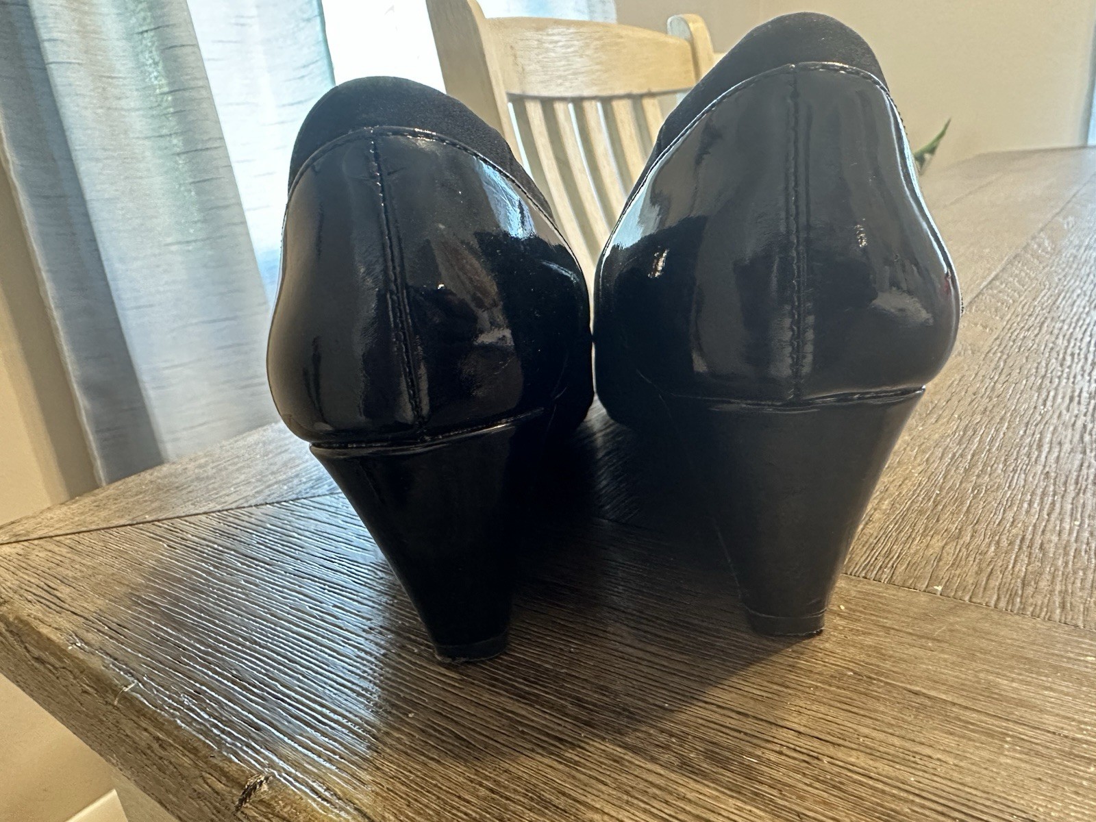 Ellen Tracy Ida Women’s Black Wedge Heels Open Toe Size 7.5