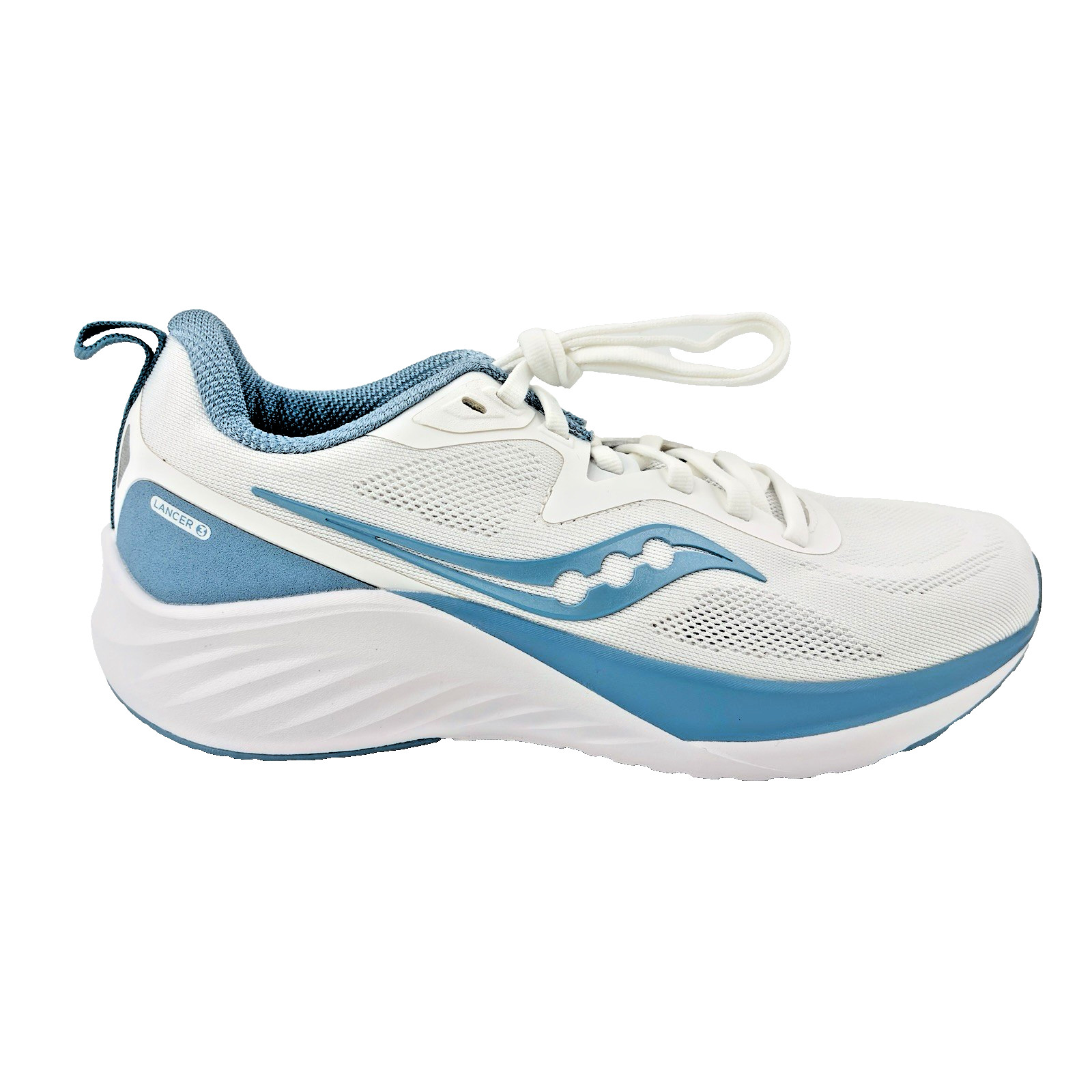 Womens 7 Saucony Lancer 3 Form Fit 8mm Athletic Shoes Sneakers White Blue S18226