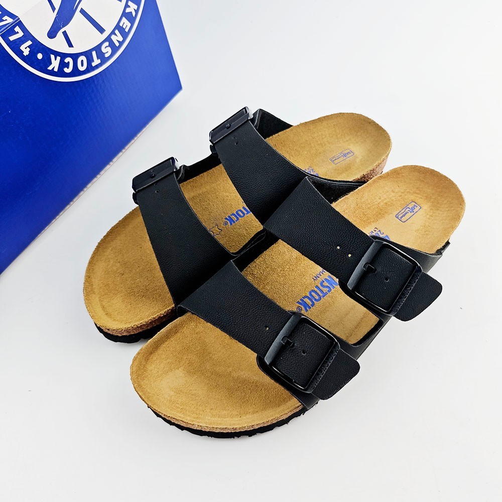 Birkenstock Arizona Black Birko-Flor Leather Unisex Sandals Size EU 37-45