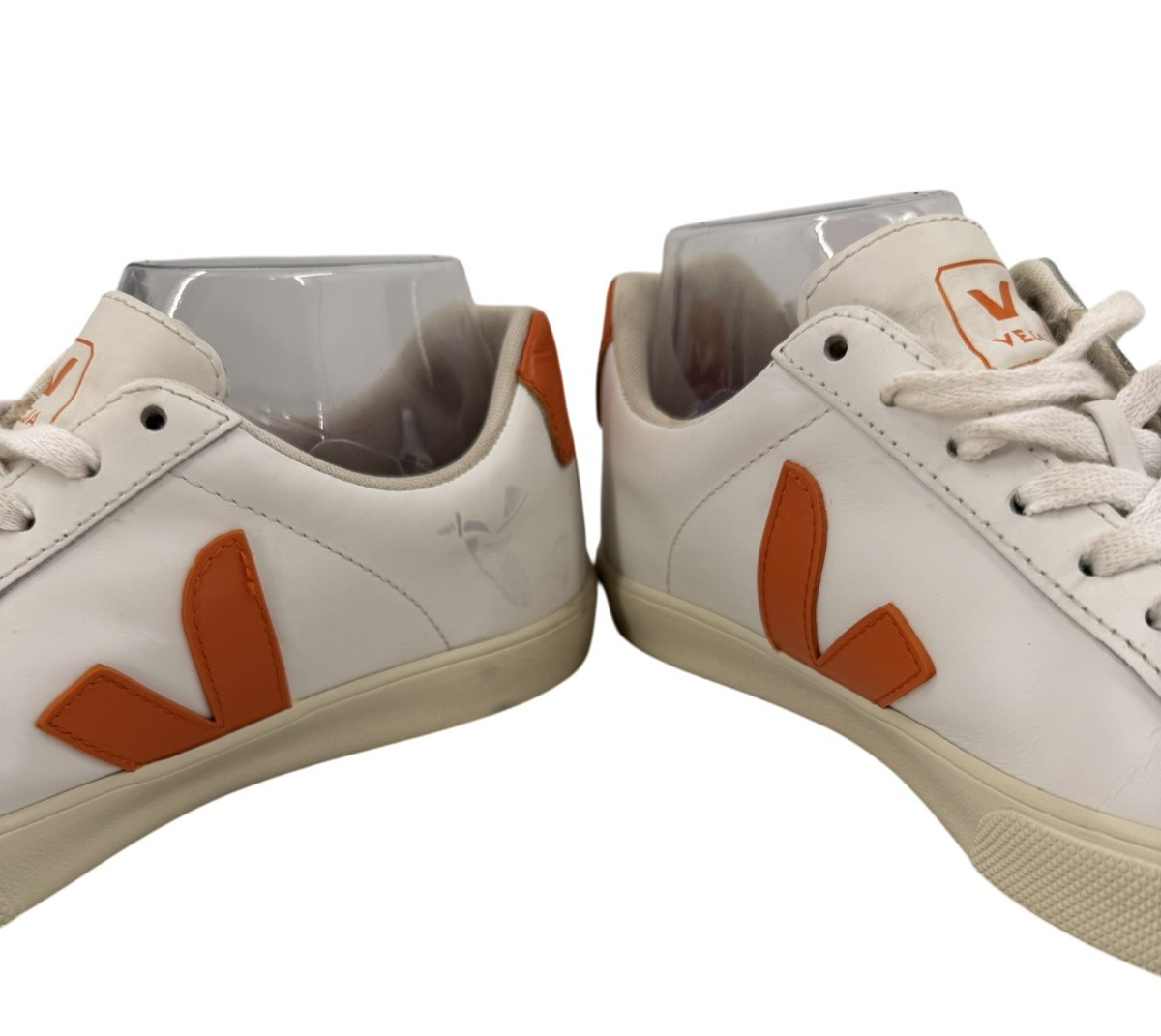 Veja Esplar Women Size 7 EU 38 White Fury Orange Leather Logo Sneakers Shoes