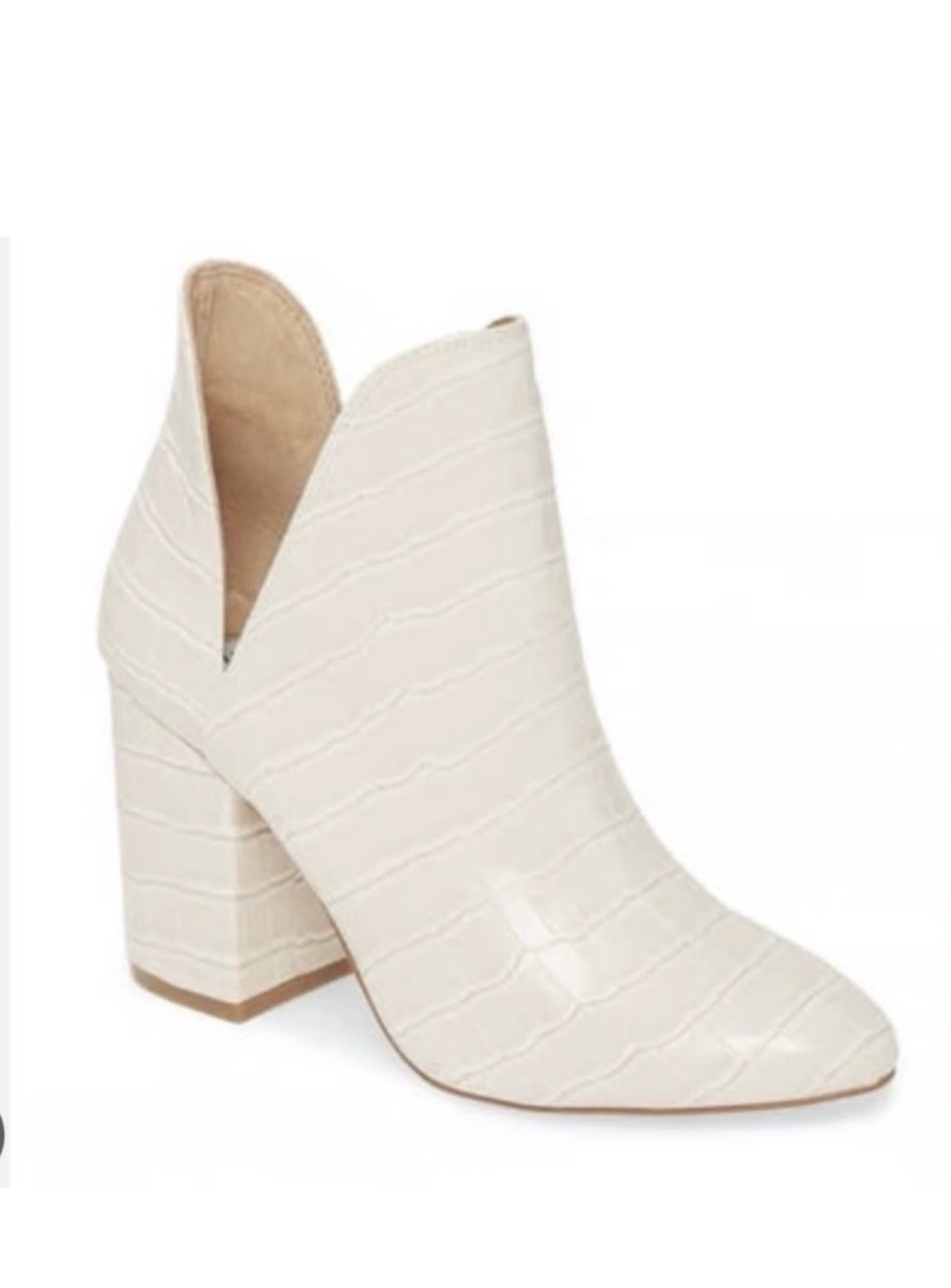 Steve Madden Rookie Off White Embossed Booties, Sz 8. Bone Crocodile