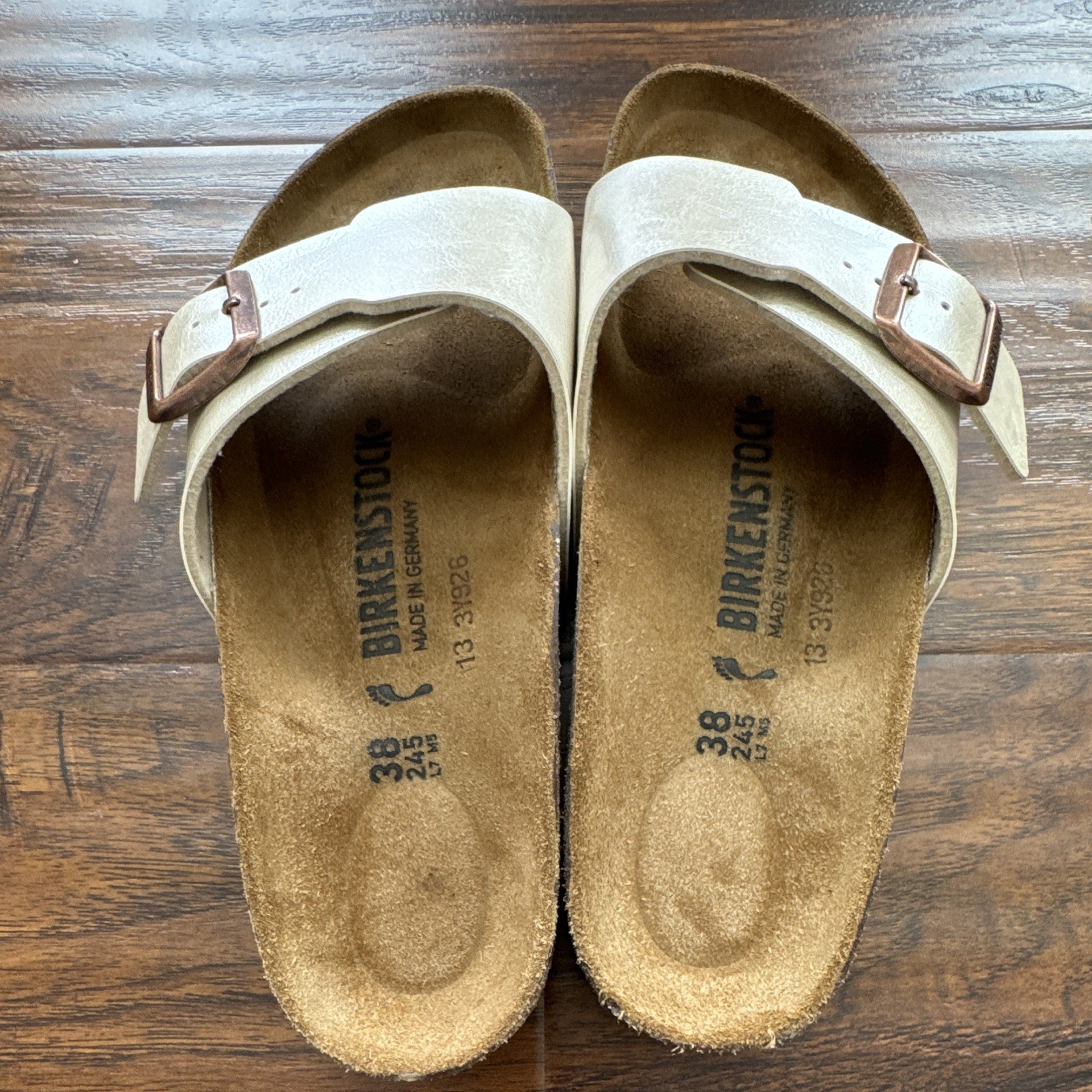 Birkenstock Beige Buckle Slide Sandals EU 38 US 7 Narrow
