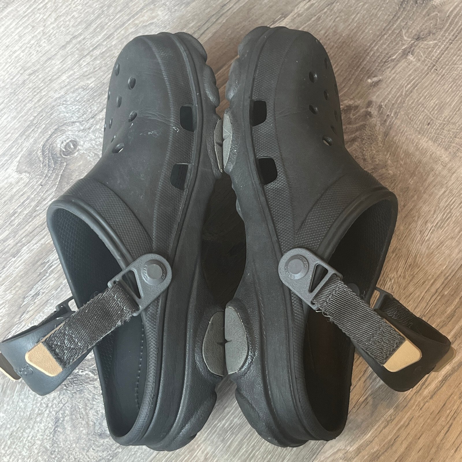 Crocs Classic All Terrain Clogs Adjustable Strap Matte Black Mens 8 Womens 10