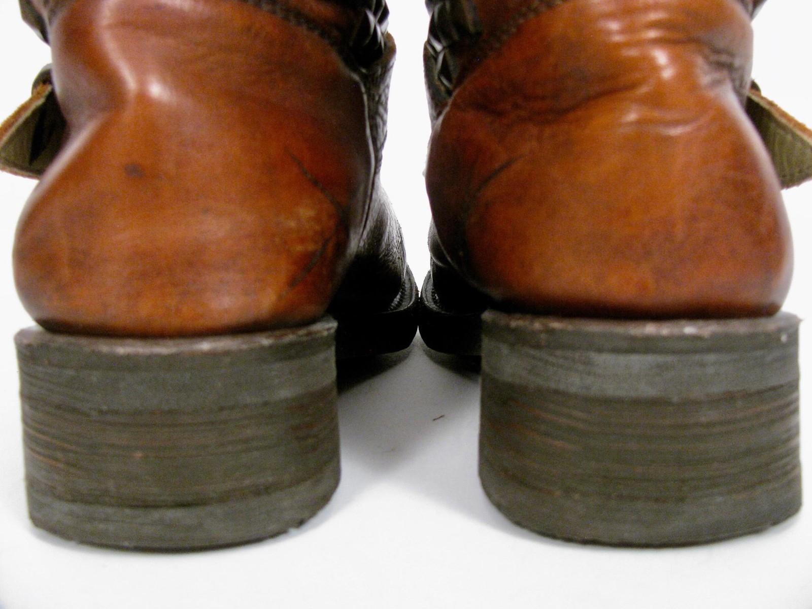 ASH BOOTS BROWN LEATHER DISTRESSED MOTO BIKER TRASH PAVONDONA STUDDED SHOES~38.5