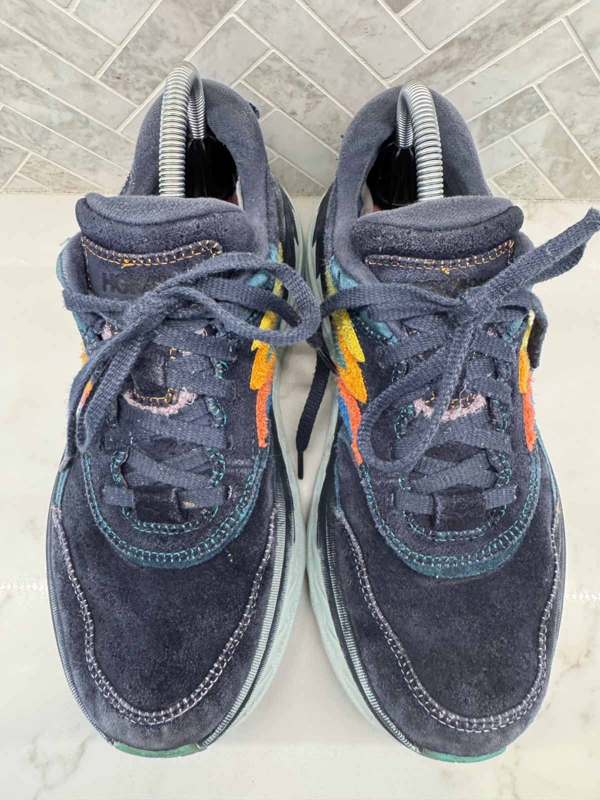 Hoka One One Bondi L Embroidery Sneakers Womens 9.5 Colorful Outer Space Shoes