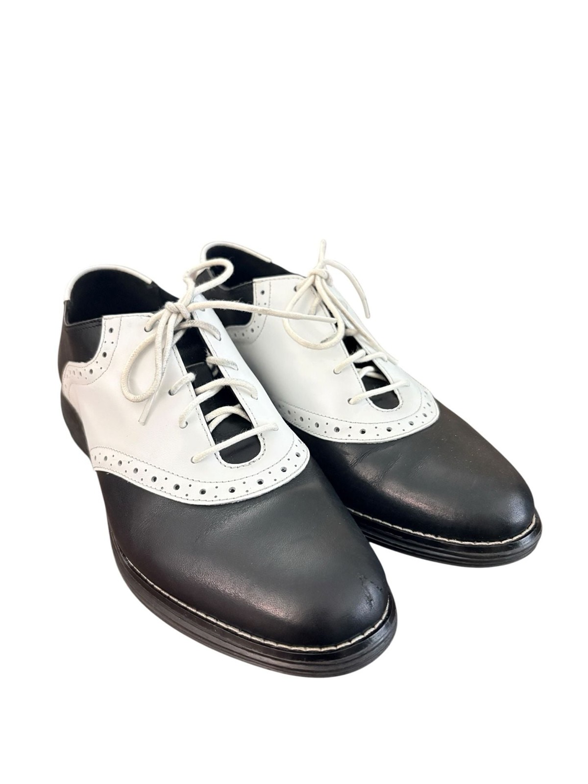 Cole Haan Women’s Black and White Leather Saddle Oxford Shoes