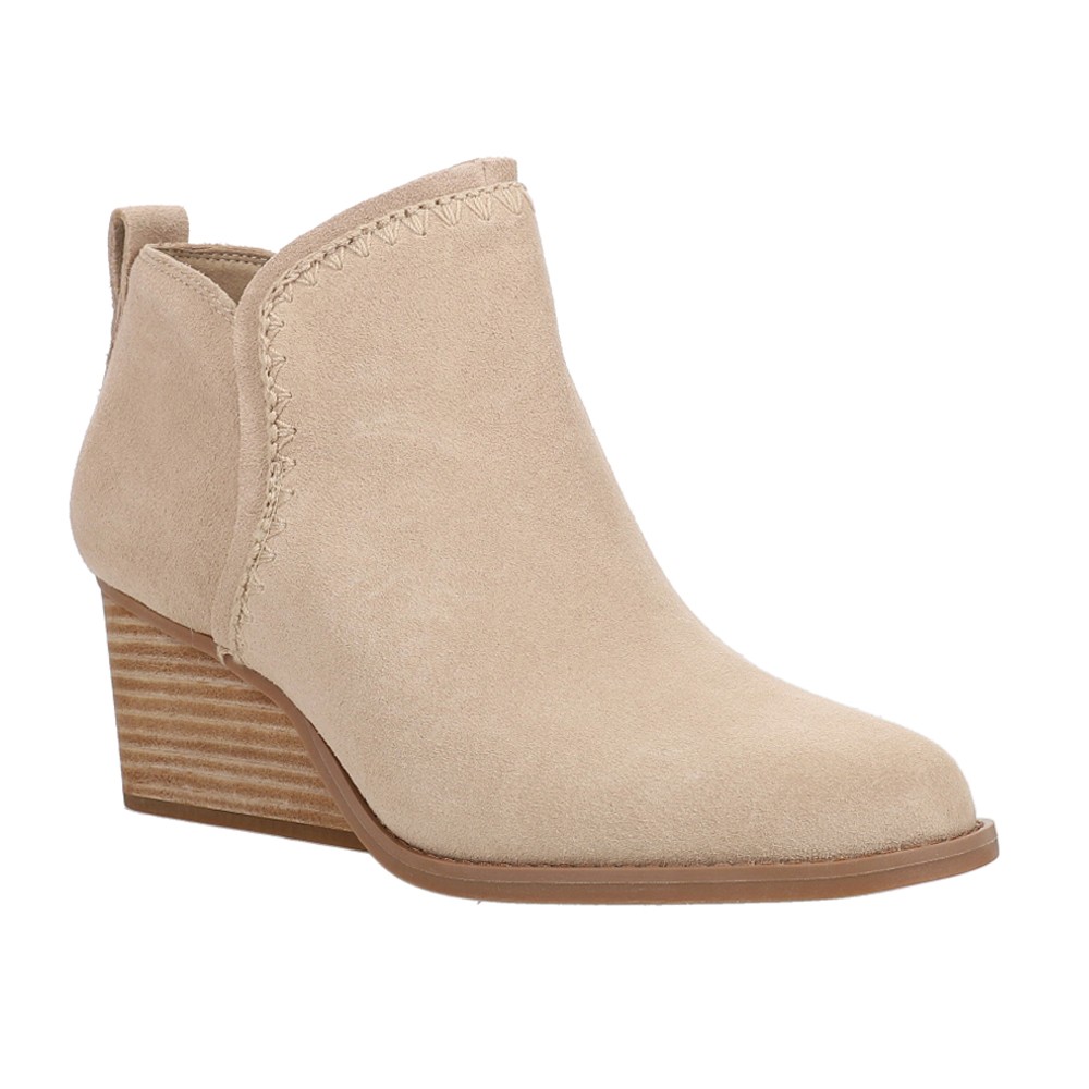 TOMS Kaia Round Toe Wedge Booties Womens Beige Casual Boots 10021310T-101