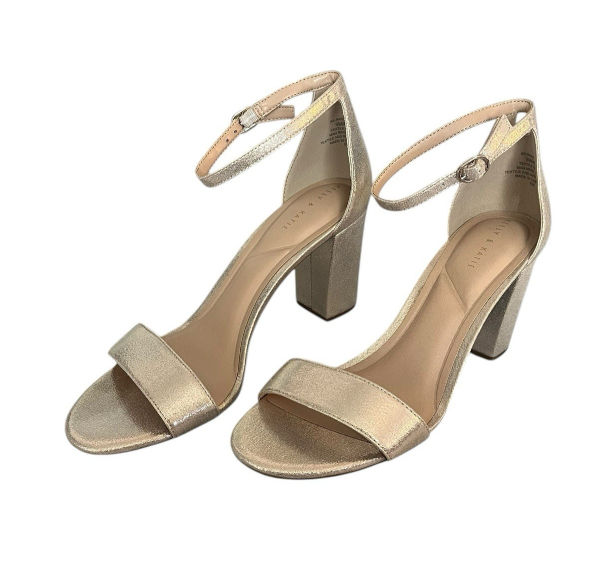 Kelly & Katie Hailee Sandal Womens Size 9M Beige Gold Shimmer 3.5 in Heel NEW