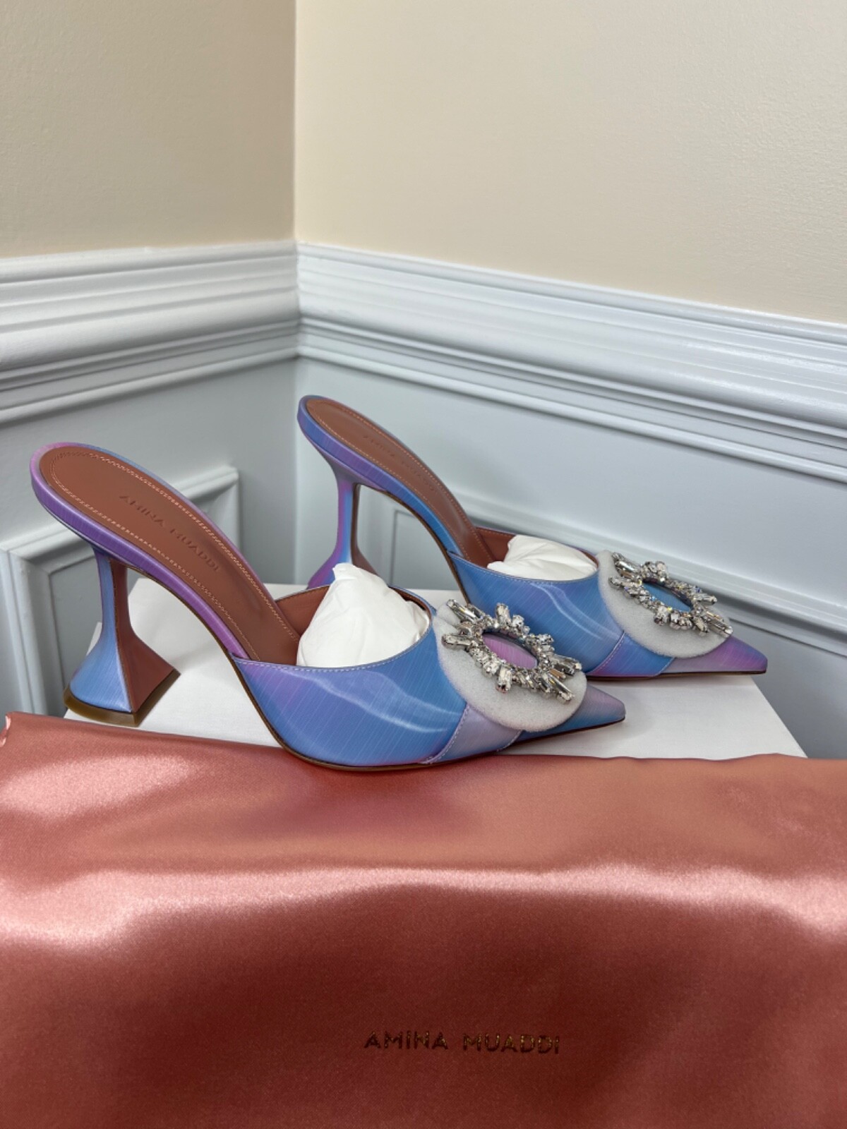Amina Muaddi Begum Mules Shadow Fairy Tale Size 8.0