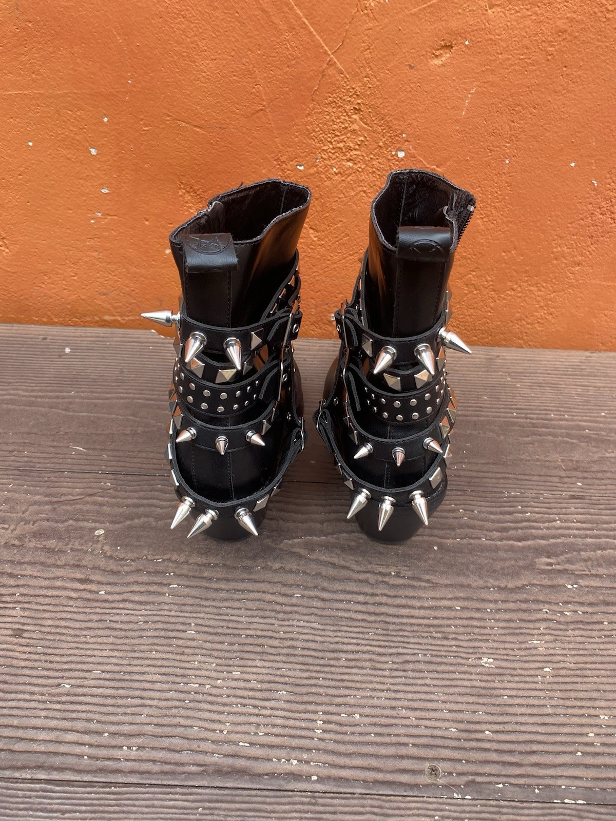 Killstar Callista Boots Black Spikes Studs Ankle Goth Punk Biker Size 8 Excellen