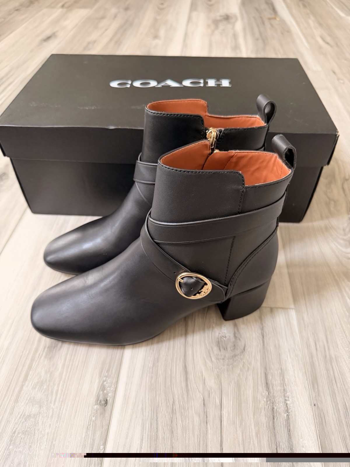 Coach Nadia Black Leather Ankle Bootie Zip Pointed Toe Women’s US 7.5B G5304