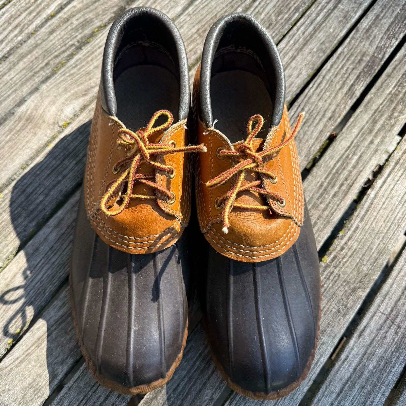 L.L. Bean Maine Hunting Shoe Duck Boots Brown Leather Rubber USA Women’s 9 GUC