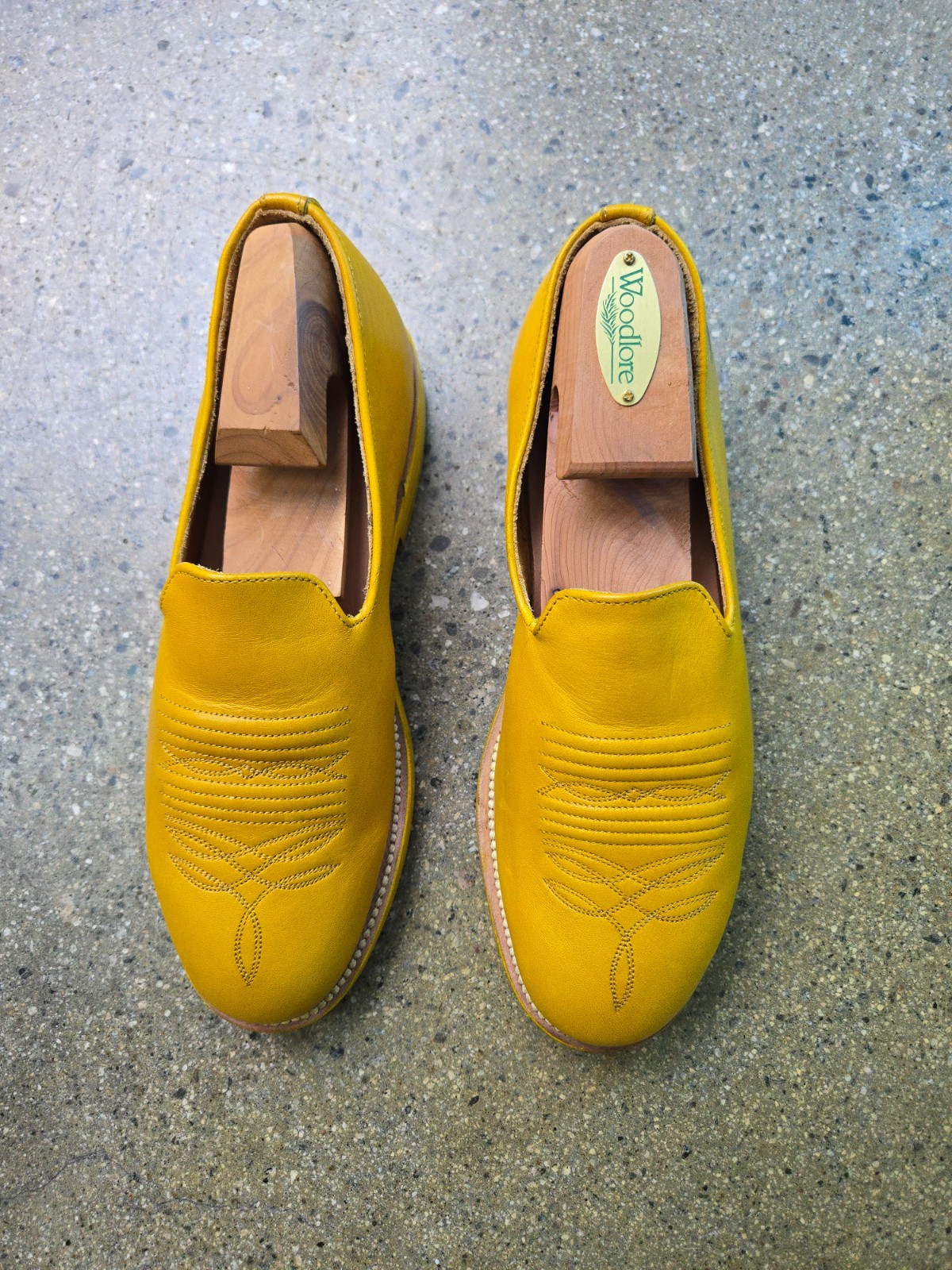 Unmarked Uma Yellow Brogue Loafers Men 5/Women 6.5 Made in Mexico Goodyear Welt