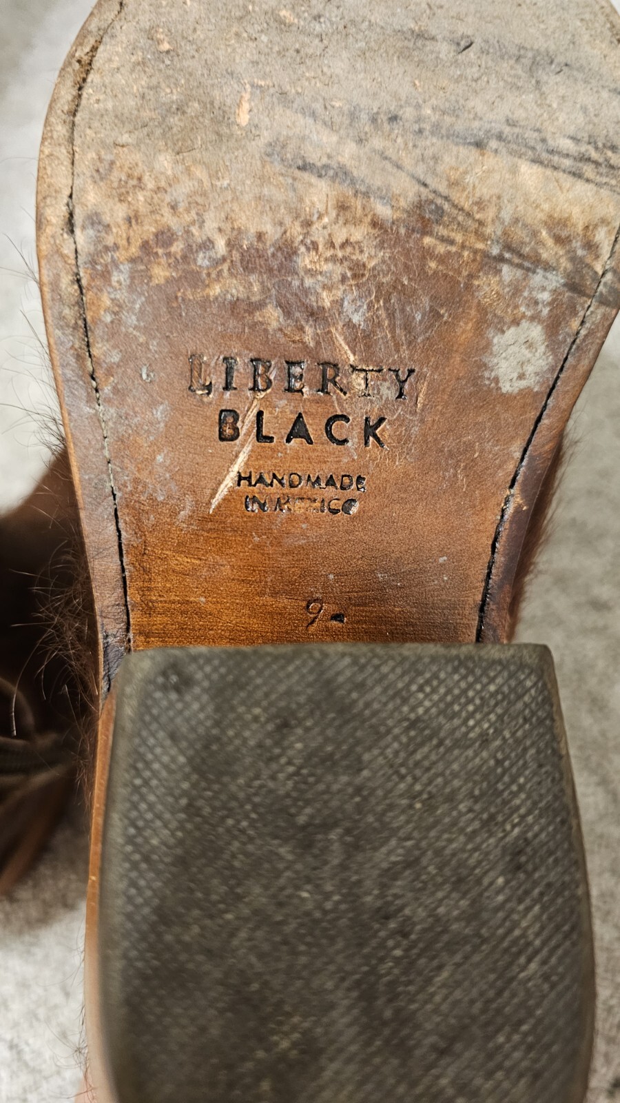 Granizo Café Liberty Black Genuine Cowhide Handmade Booties 8″ Shaft Size 9.5 #P