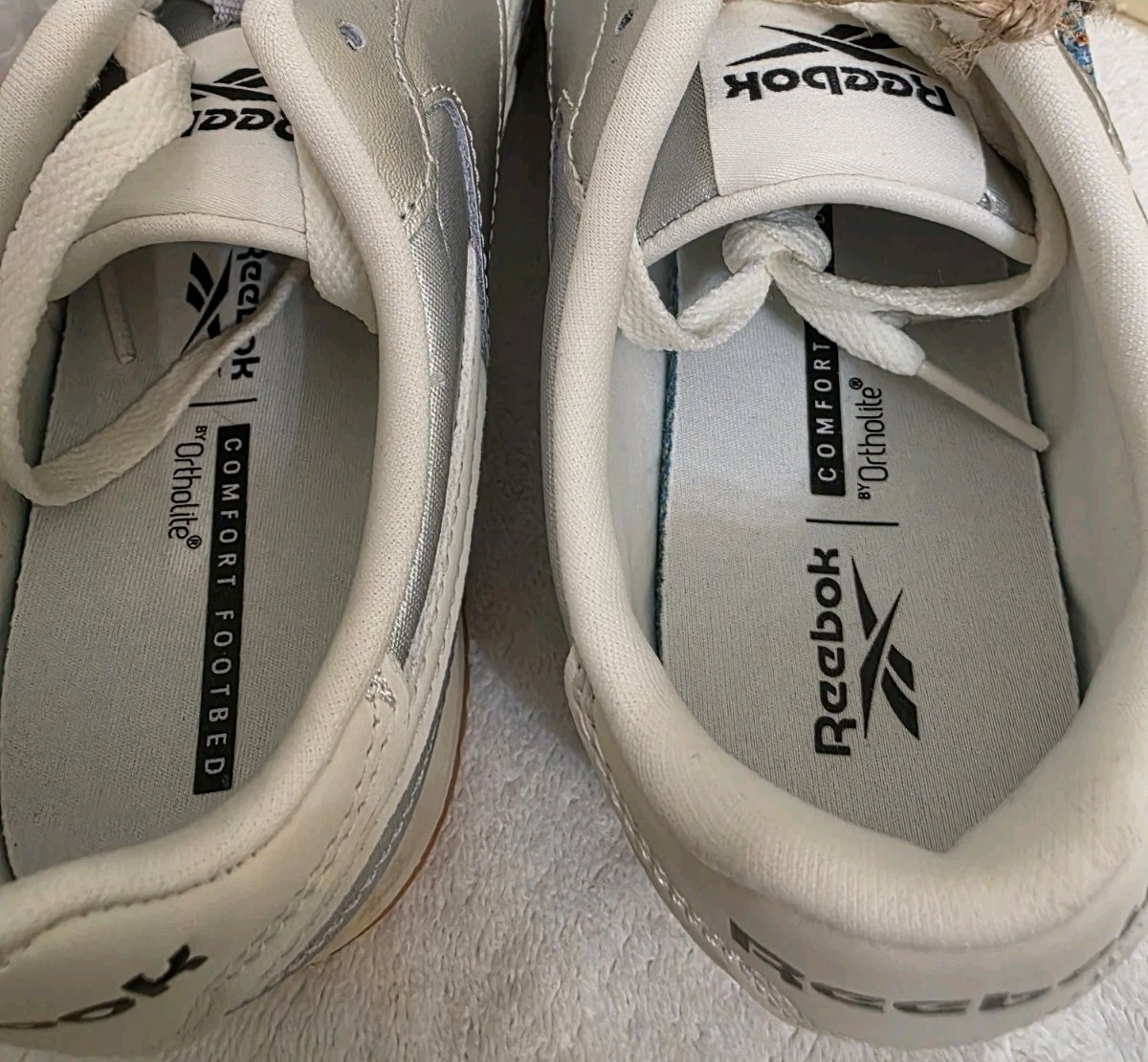 Reebok Women Fiori Metallic Silver Sneakers 7.5 *Small Flaw Shown in Pic* No Box