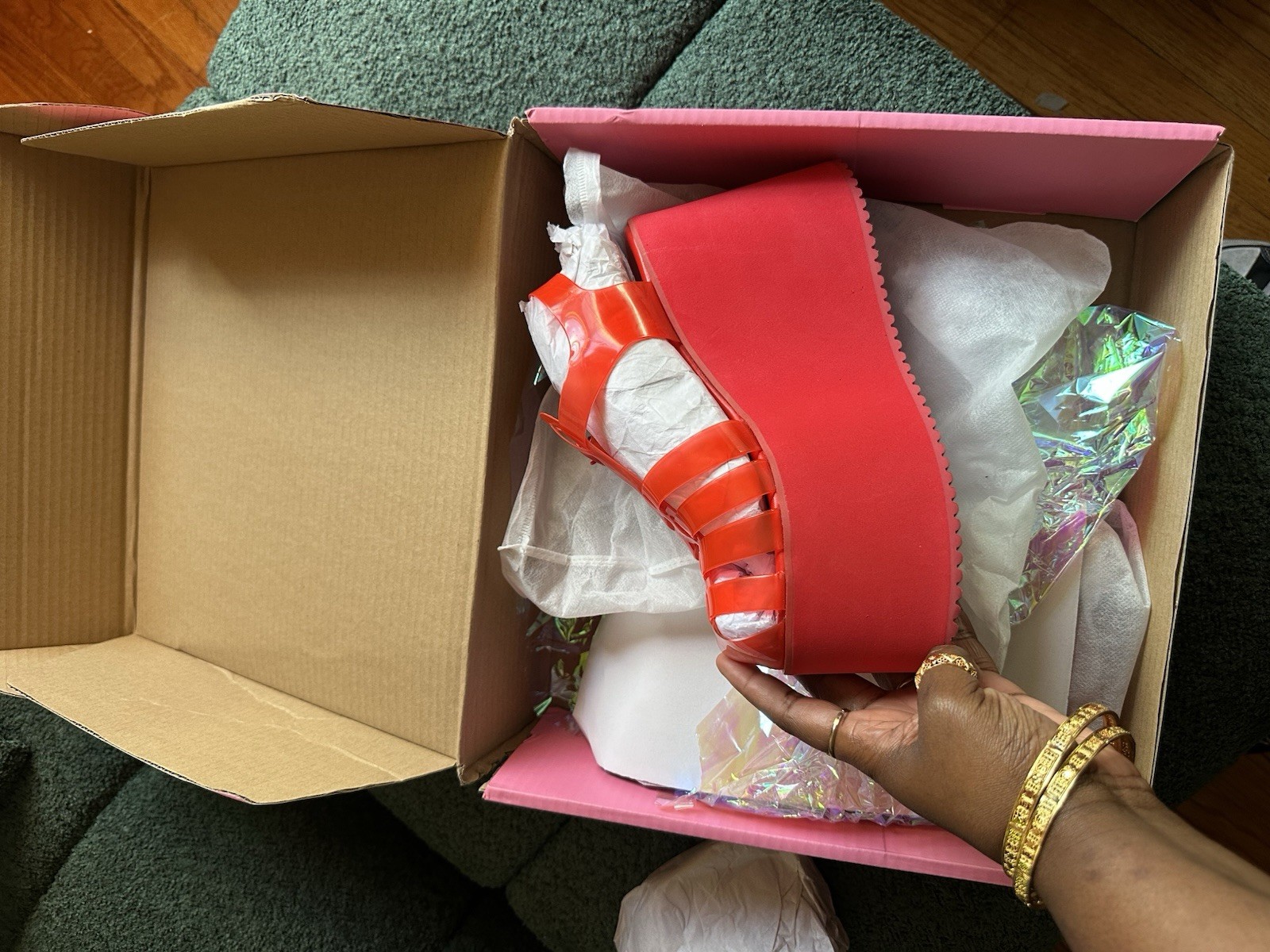 Sugar Thrillz Red PVC Platform Wedge Sandals Ankle Strap Buckle Heart