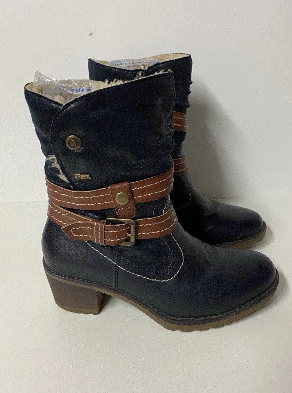 Spring Step Boisa Water Resistant Women Navy Bootie Faux Fur Boots Size 37