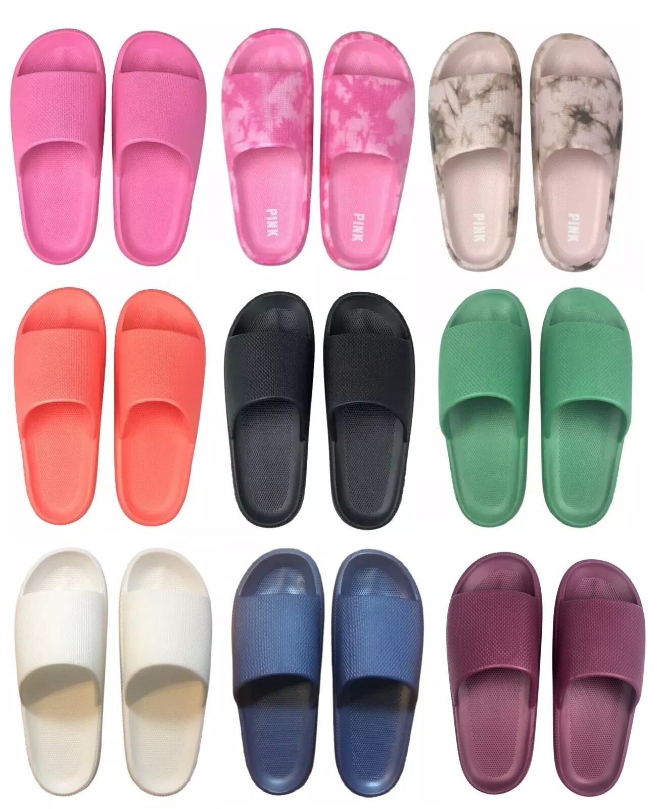 VICTORIA’S SECRET PINK PILLOW SLIDES SANDALS BEACH SHOWER SHOES WATERPROOF S M L