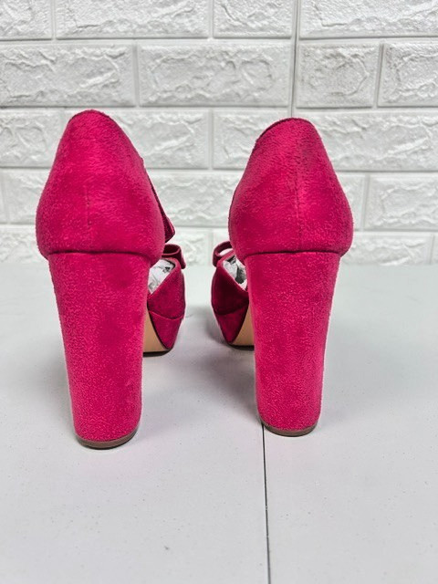 Pink Suede Platform Ankle Strap High Heels Size 7