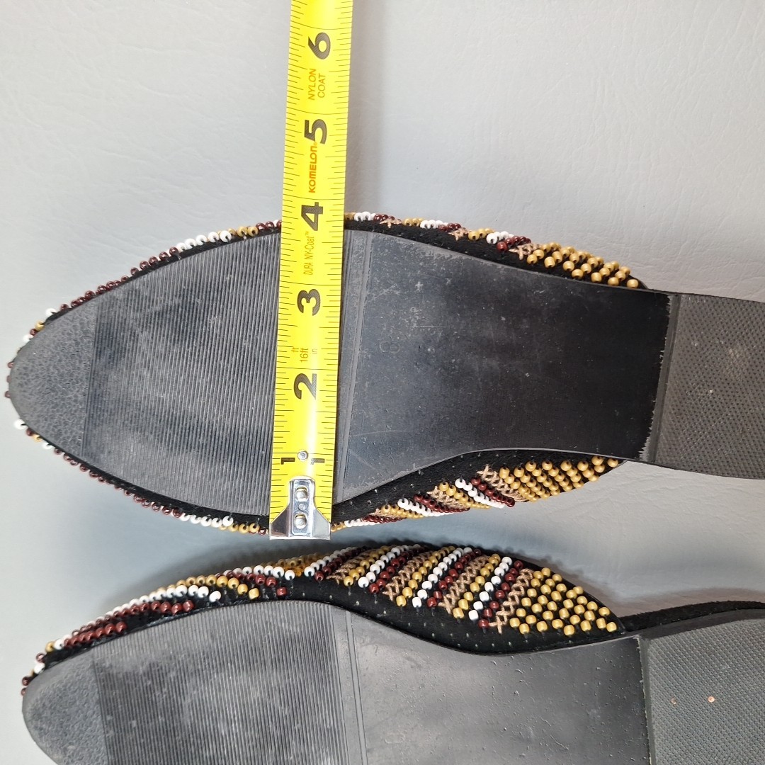 Zarah Juan Mules Slides Flats Shoes Beaded Geometric Philippines Sz 7 Wide 8 Reg